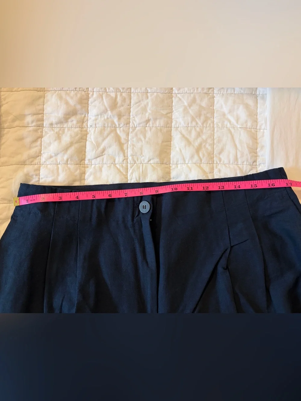 H&M Navy Linen Blend Wide-Leg Women's Pants